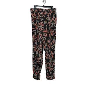 H&M Black polka dots and floral pull on pants size 8